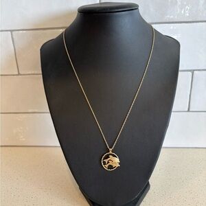 14K Yellow GF Princess Pride Creations PPC Swimming Dolphin Pendant Necklace Y2K